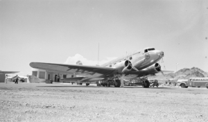 Film transparency of an airplane, Boulder City (Boulder Dam) Airport, circa 1930-1940