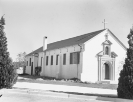 Film transparency of Episcopal church, Arizona Street, circa 1930-1940