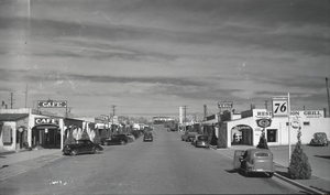 Film transparency of downtown and the Nevada Highway, Boulder City, Nevada, circa 1930-1940