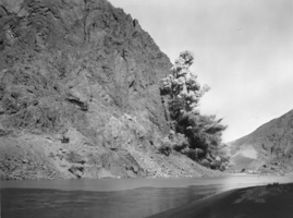 Film transparency of a canyon wall being blasted by dynamite, Hoover Dam, October 4, 1931