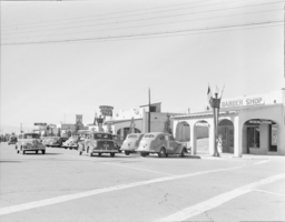 Photograph of businesses on the Nevada Highway, downtown Boulder City, Nevada, circa 1933 - late 1930s