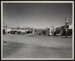 Photograph of businesses on Arizona Street, downtown Boulder City, Nevada, circa 1942 - 1940s