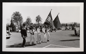 Photograph of Boy Scouts in Armistice Day parade, Boulder City, Nevada, circa 1930-1940