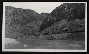 Photograph of construction of roads in Black Canyon, Hoover Dam, circa 1930-1935