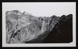 Photograph of construction of roads in Black Canyon, Hoover Dam, circa 1930-1935