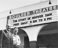 Film transparency of John L. Manis at Boulder Theater, circa 1950s