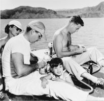 Film transparency of an unidentified family, Lake Mead, circa 1930s-1940s
