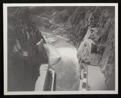 Photograph of open valves at Hoover Dam, circa 1934-1936