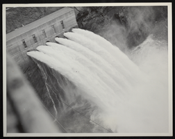 Photograph of open valves at Hoover Dam, circa 1934-1936
