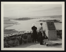 Photograph of the Dr. Elwood Mead dedication plaque at Lakeview Point, Lake Mead, circa 1935