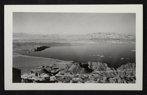 Photograph of an aerial view of Lake Mead, circa 1934-1950s
