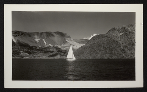 Photograph of a sailboat, Lake Mead, circa 1935-1950