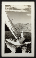 Photograph of people in a sailboat on Lake Mead, circa 1935-1950
