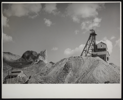 Photograph of mining buildings and headframe, Kingman, Arizona, circa 1940s-1950s