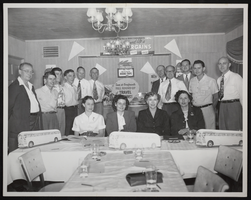 Photograph of a Greyhound tour meeting with L.F. (John) Manis, circa 1950s