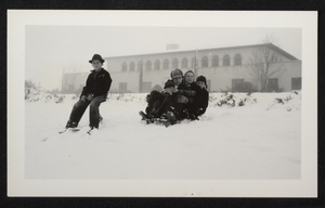 Photograph of children playing in the snow, Boulder City, circa 1932 - late 1930s