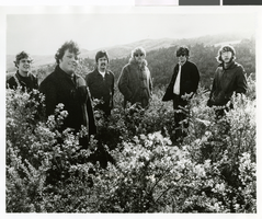 Photograph of the band West standing outdoors, circa 1968
