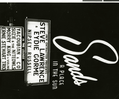 Photograph of the Sands Hotel marquee, Las Vegas, circa 1960s