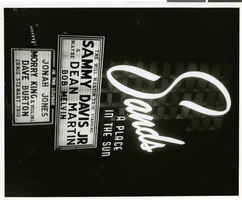 Photograph of the Sands Hotel marquee, Las Vegas, circa September-October 1960