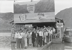 Film transparency showing Cashman's boat landing on Lake Mead, circa 1935-1950