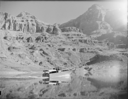 Film negative of boat on Lake Mead, January 1938