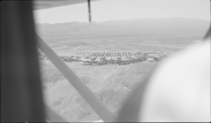 Film transparency showing an aerial view of Boulder City, Nevada, circa 1933-1940s