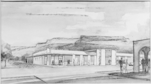 Film transparency of architectural drawing, Boulder City, Nevada, circa 1930s-1940s