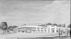 Film transparency of an architectural drawing, Boulder City, Nevada, circa 1930s-1940s