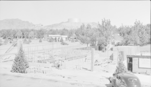 Film transparency showing construction in Boulder City, Nevada, circa 1942-1940s