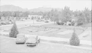 Film transparency of construction in Boulder City, Nevada, circa 1942-1940s
