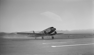 Film transparency of an airport and Trans World Airlines (TWA) terminal, Boulder City, circa 1930s