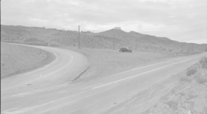 Film transparency of a highway near Hoover Dam, circa 1930s