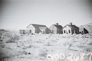 Film transparency showing houses in White Hills, Arizona, circa 1930s-1940s