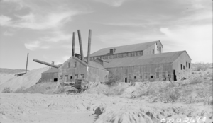 Film transparency showing an ore refinery in White Hills, Arizona, circa 1930s-1940s
