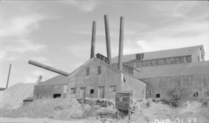 Film transparency showing an ore refinery in White Hills, Arizona, circa 1930s-1940s