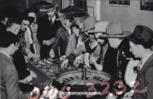 Postcard of people playing roulette in Nevada, circa 1920s to early 1950s