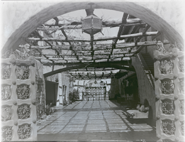 Film transparency of patio at Scotty's Castle, Death Valley, California, circa late 1930s