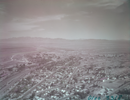 Film transparency of aerial view of Needles, California, circa 1940s