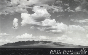 Postcard showing the desert in Boulder City, Nevada, circa 1940s
