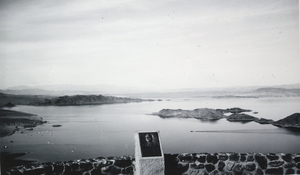 Postcard of Dr. Elwood Mead plaque, Lake Mead, circa 1935-1950