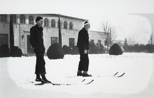 Photograph of men on skis in Boulder City, Nevada, circa late 1930s