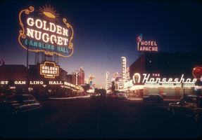 Slide of several casinos on Fremont Street, Las Vegas, circa 1950s
