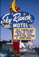 Slide of the neon sign for the Sky Ranch Motel, Las Vegas, 1986