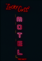 Slide of the neon sign for Lucky Cuss Motel, Las Vegas, 1986