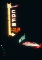 Slide of a neon sign for Harry's Cafe, Las Vegas, circa 1980s