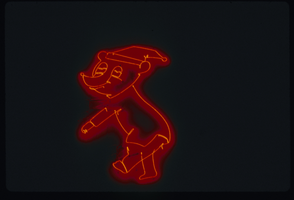 Slide of a neon travel Lodge Bear sign, Las Vegas, circa 1980s