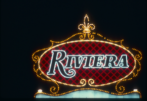 Slide of a neon Riviera marquee, Las Vegas, circa 1980s