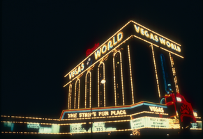 Slide of neon lights at Vegas World, Las Vegas, circa 1980s