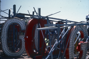 Slide of the Young Electric Sign Company (YESCO) sign graveyard, Las Vegas, 1986