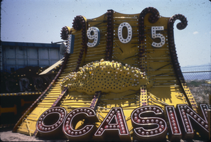 Slide of the Young Electric Sign Company (YESCO) sign graveyard, Las Vegas, 1986